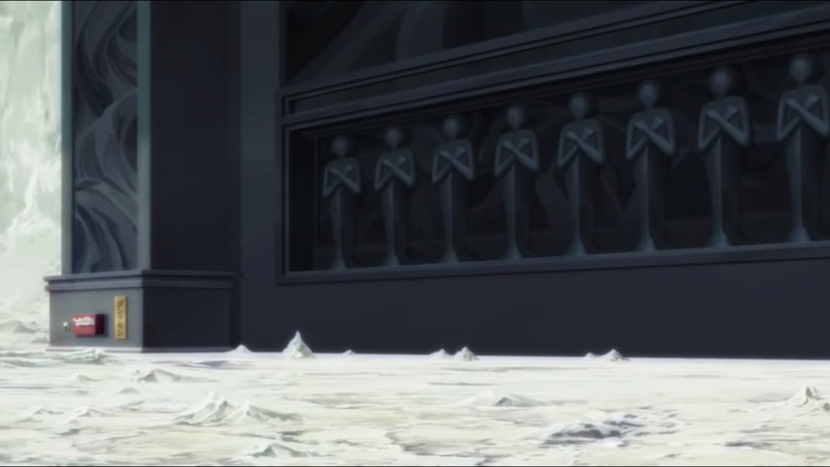 Jの巡礼 アプリモンスターズ24話 ディープウェブへの扉 ダンテモン邸 の下部に並ぶ人物のレリーフは エジプトのオシリス神の ポーズをとっている 肘を曲げ手首を胸に置いて腕を交叉 これはファラオのポーズでもある 51話では 囚われのガイアモン達