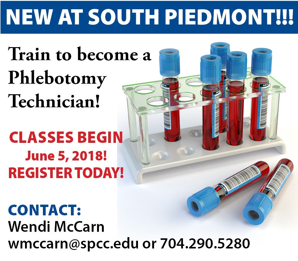 South Piedmont CC on Twitter "SPCC Now Offers PHLEBOTOMY! Classes