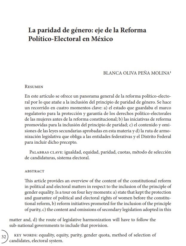 #RMEEmorando | Blanca Olivia Peña Molina analizó la inclusión del principio de paridad en la reforma de 2014 -marco regulatorio, iniciativas anteriores, omisiones y su armonización-.
"La paridad de género: eje de la reforma político-electoral en México" en bit.ly/2KJvib6