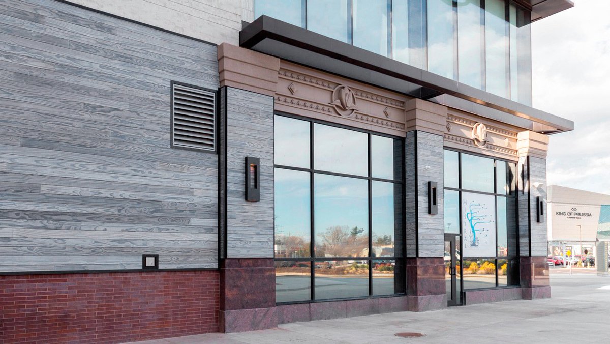 reSAWNTIMBERco's tweet photo. Check out how our WABI SABI #shousugiban #charred #accoya exterior siding weathered one year after installation. 

 #charredwood #charredaccoya #burntwood #charred #exteriorcladding #naturalsiding #weatheredwood #weatheredaccoya #KingofPrussia  #kop #koprestaurants #graywood https://t.co/qTpCtHXD4c