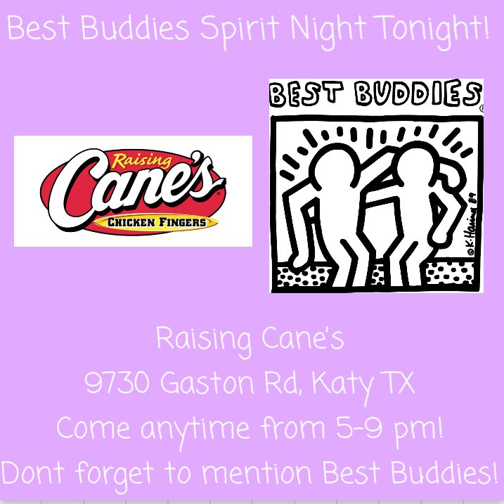 Our last spirit night of the year is tonight! We’d love for you to come support Best Buddies! 😊