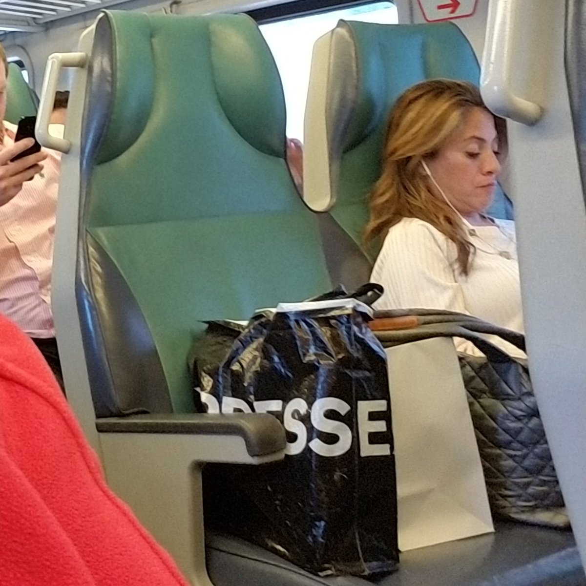 sarinastyle's tweet photo. Hey lady seats are for people not bags.  
#fyi 
#lirr 
#courtesyiscontagious https://t.co/P3MPUx8Oau