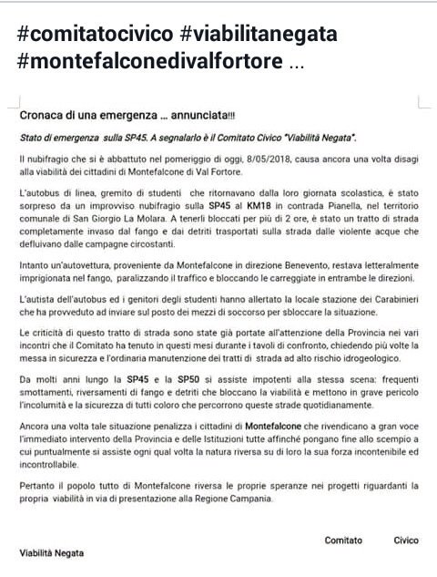 ViabilitaNegata's tweet photo. #comitatocivico #viabilitanegata #montefalconedivalfortore @VincenzoDeLuca https://t.co/RvwcwX8K83