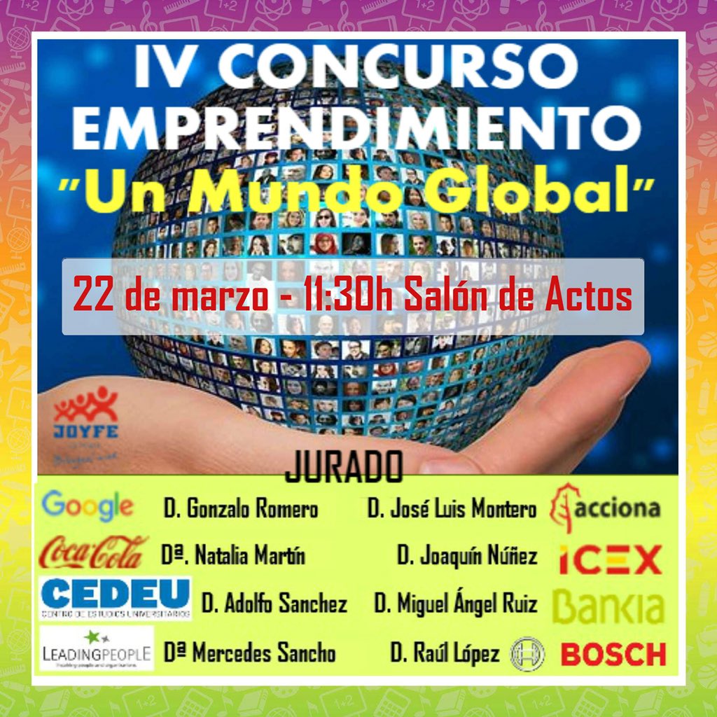 ColegioJoyfe's tweet photo. Nuestro Concurso de Emprendedores ha resultado Finalista en los @PremiosIE 
¡Enhorabuena a todos los que formamos parte de @ColegioJoyfe 👏👏👏 Seguimos en la #vanguardia de la #InnovacionEducativa #Gracias https://t.co/fosaOtGmUE