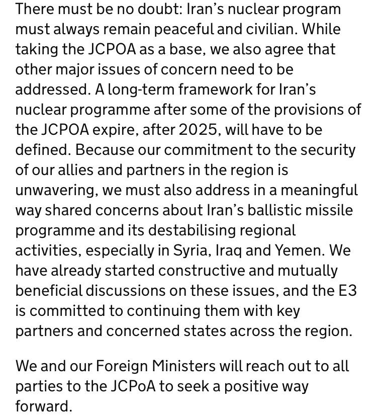 GermanyUN's tweet photo. Joint statement from German Chancellor Angela Merkel, French President @EmmanuelMacron and British Prime Minister @theresa_may following decision by @POTUS regarding #IranDeal https://t.co/cSthjSW6S5