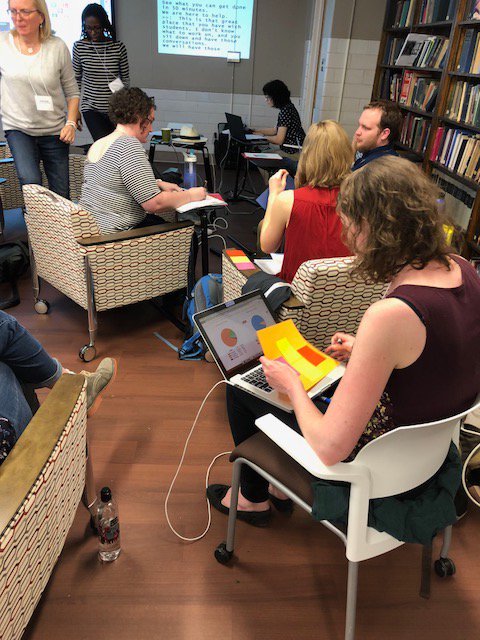 dmacinstitute's tweet photo. Tomorrow, participants will be working on creating infographics, but before we hop onto the computer, we're starting with some analog practice #dmac18 https://t.co/VF96xyL9qg
