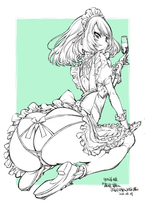 #高垣楓 #デレマス 高垣楓さんメイド服ビール尻。 