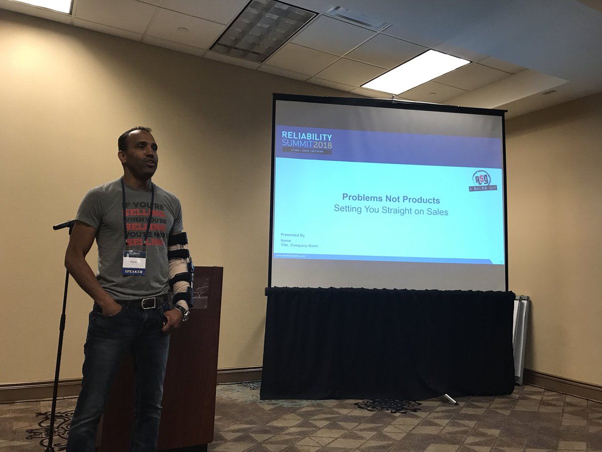 SantySotuyo13's tweet photo. Jim Keenan from A SALES GUY, presenting “Problems Not Products. Setting You Straight on Sales” Explains How to Sales Your Initiatives at #ReliabilitySummit2018 @armsreliability #MakingReliabilityAReality https://t.co/GRw0xSMpSn
