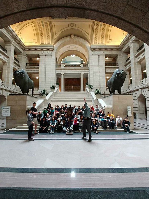 ERHS1947's tweet photo. Grade 8 English spent the day at the #MBLedge this AM learning about the #HermeticCode with #FrankAlbo. They then had a workshop at the @wag_ca https://t.co/clQPa9uWZe