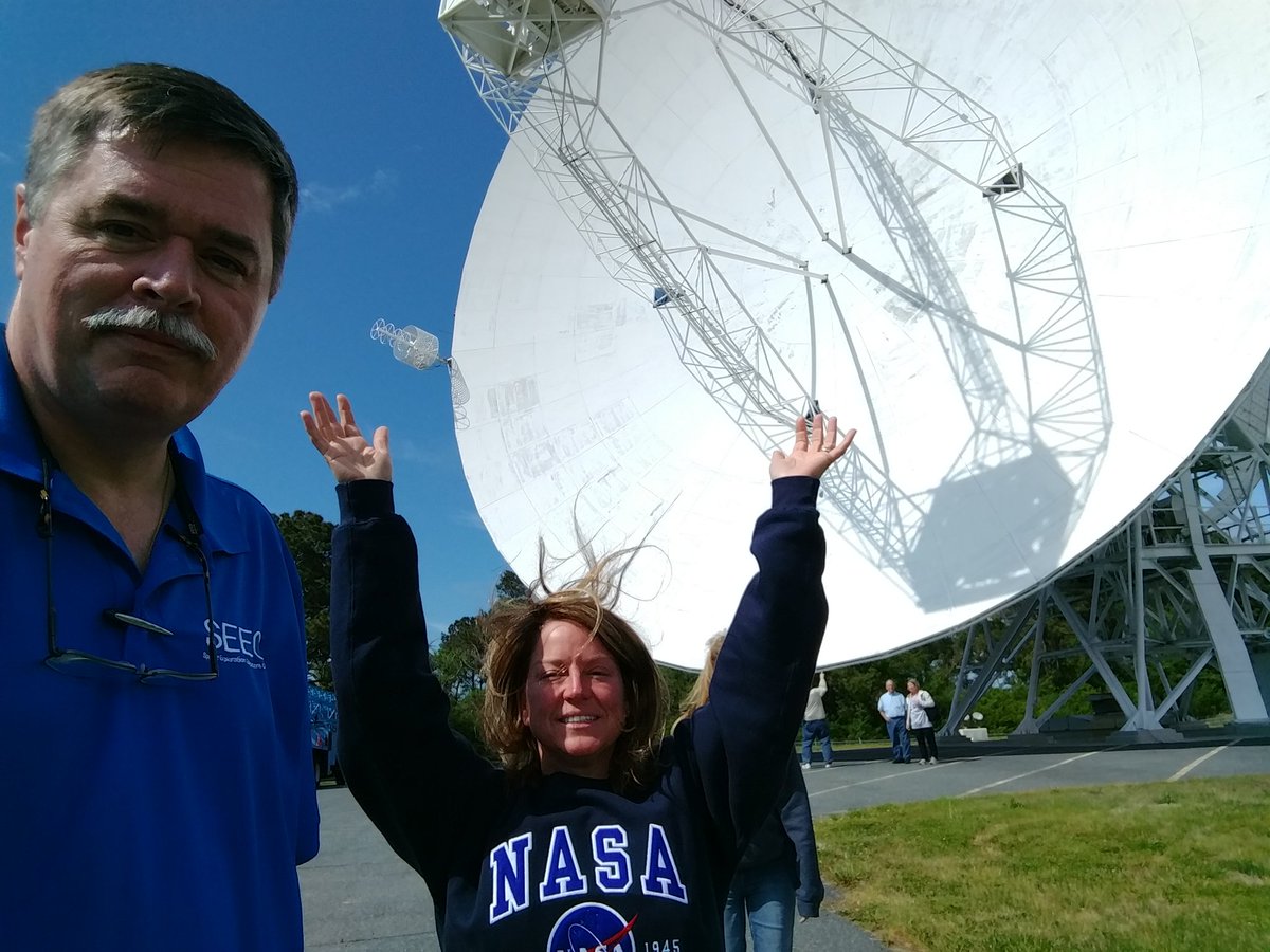 TimWerbrich's tweet photo. @ChristinaK12 AAP teachers attend teacher PD @NASA_Wallops and @NOAA with #DASEF Ready for @OrbitalATK Antares launch on May 20th. Massive dish tracks the sun. Great learning today & resources https://t.co/RlBcpoSvqQ