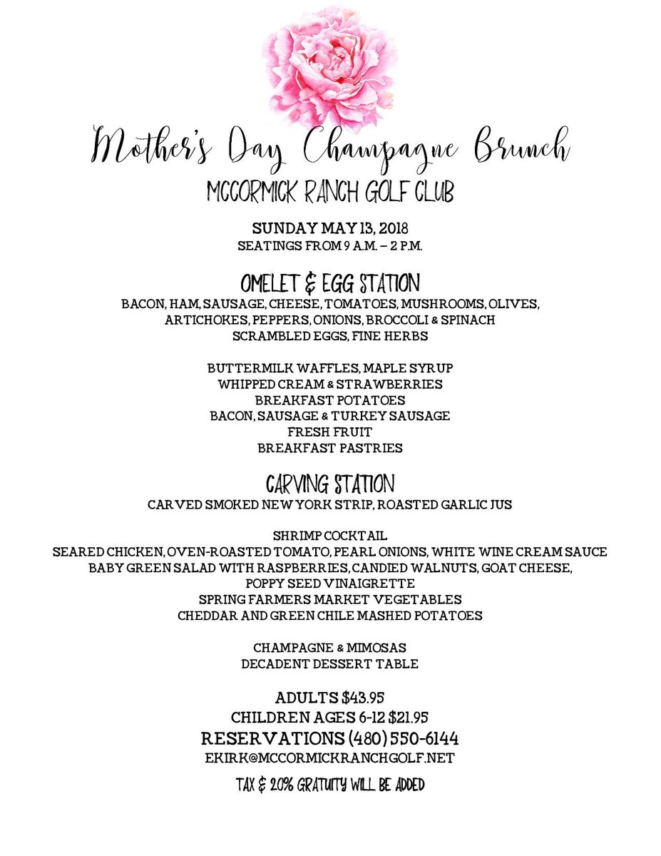 Take Mom out for brunch this Sunday morning ~ there are still a few 9am to 9:30am reservations available.  Call us at 480-550-6144 today! 🥂🥞🌷