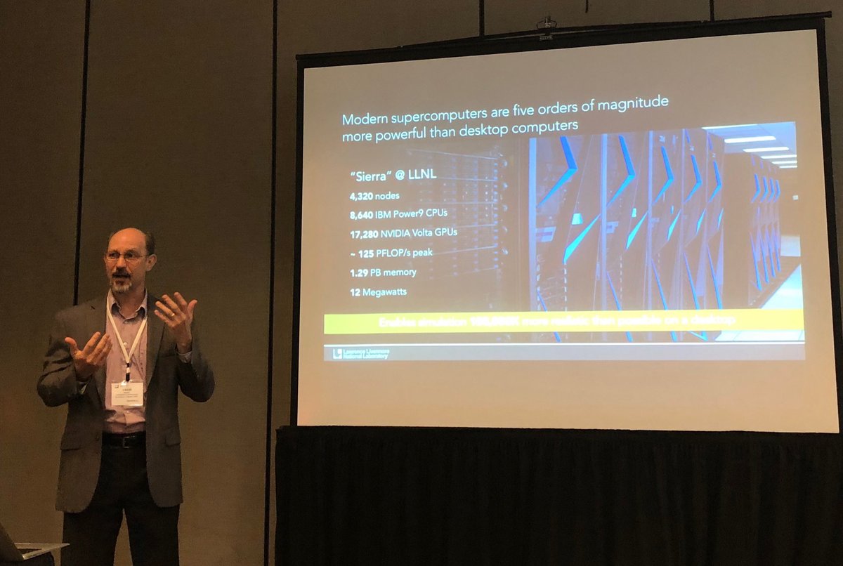 TiffanyTrader's tweet image. On the order of 125 Pflops, Sierra is being wired in as we speak, says #LLNL’s @FredStreitz at #AdvScaleForum