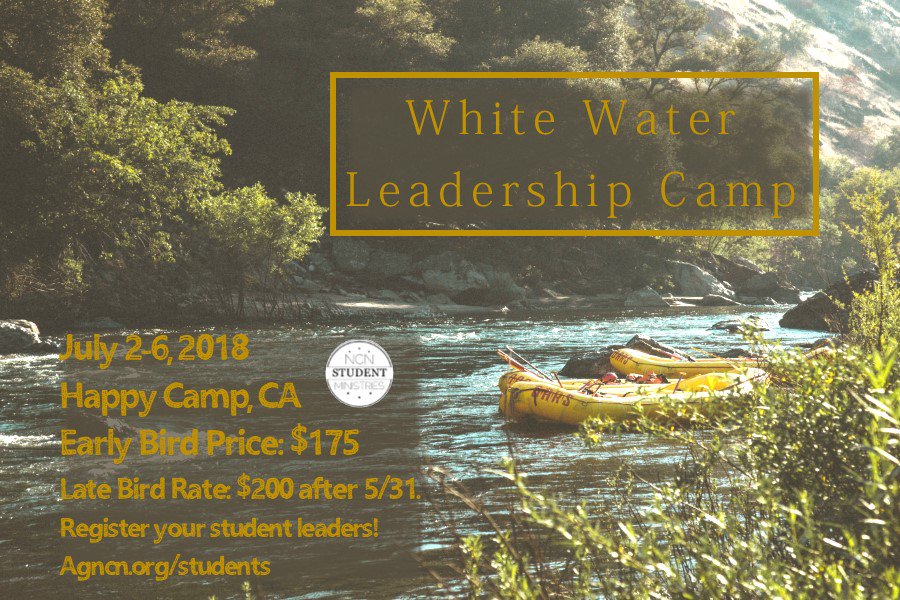 ncnsm's tweet photo. White Water Leadership Camp July 2-6
Youth Pastors Sign your top student leaders up for this leadership training camp with speaker Superintendent Bret Allen. Early Bird deadline ends May 31. Final Registration Deadline is June 14th. Register online: https://t.co/JxBfEDI0Mf … https://t.co/UwdkikzMcg