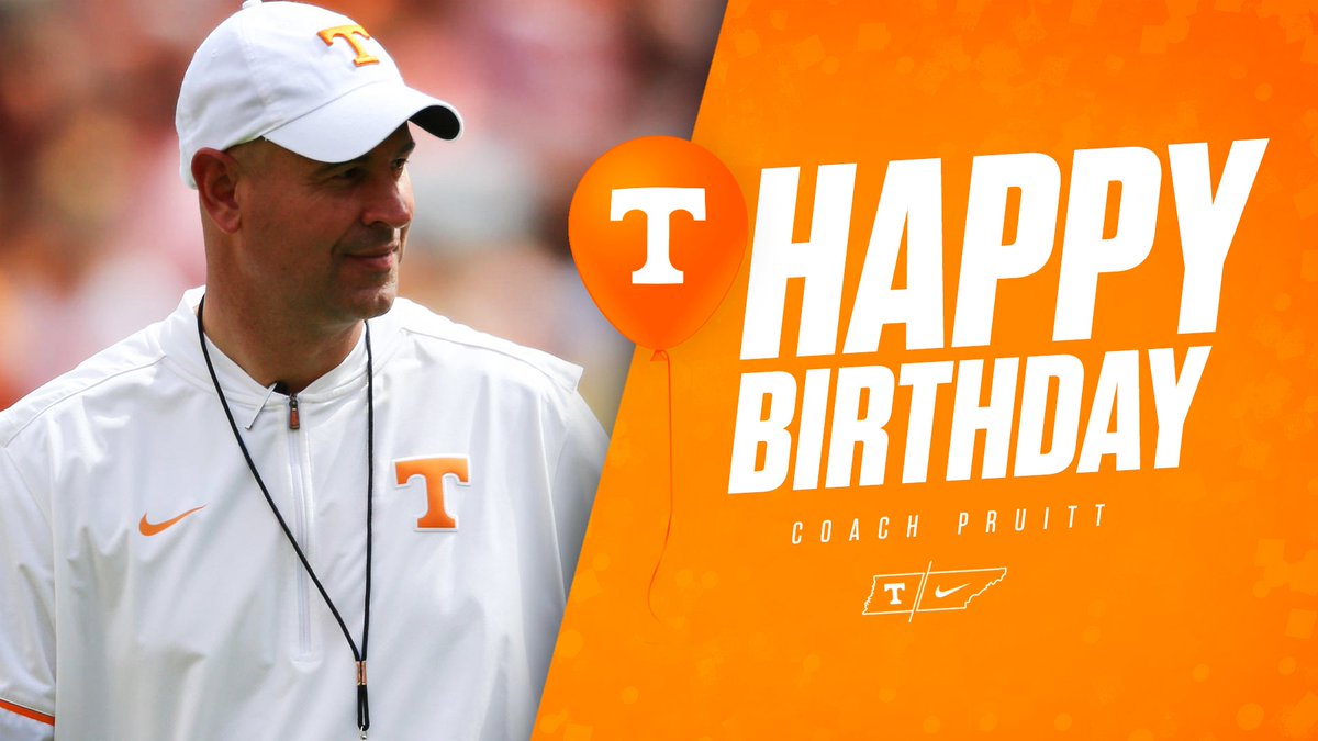 Vol_Football's tweet photo. Happy Birthday, @CoachJPruitt! 🎂 #PoweredByTheT https://t.co/W2LkjnoGpV