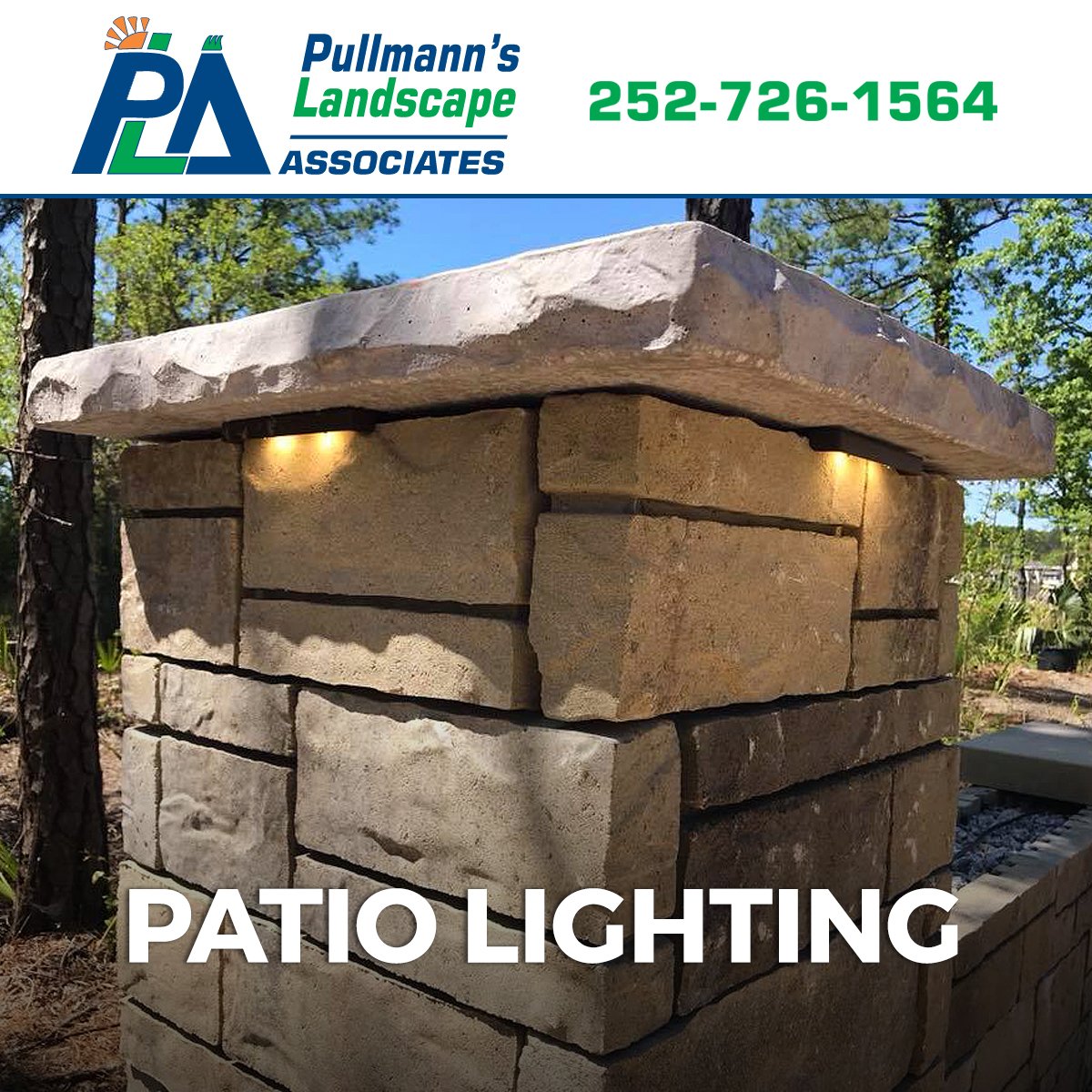 PullmannsLand's tweet photo. Patio lighting provides the perfect finishing touch to any #hardscape project. #PullmannsLandscape turns ordinary lots and back-yards into extraordinary outdoor spaces. We proudly serve the #CarteretCounty and #MyCrystalCoast areas so be sure to call us for a quote this week! https://t.co/ASeAq5RCat