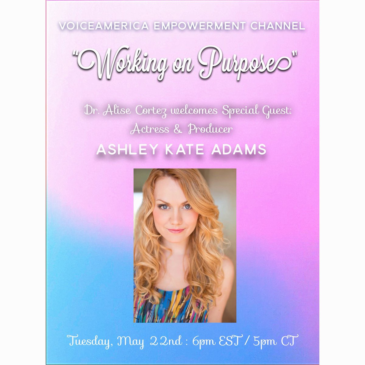 kitkatadams's tweet photo. I will always strive to be “Working on Purpose” 💕 Thrilled to join @alisecortez on her @VoiceAmericaTRN Radio show in 2 weeks! #alisecortez #voiceamerica #talkradio #shareyourpassion  #workingonpurpose https://t.co/QlR80HTAZX