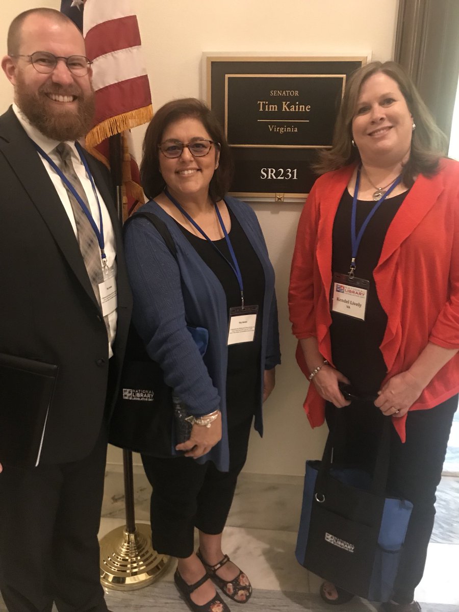 LaurieMBolt's tweet photo. Visiting @timkaine office this morning. Had a chance to greet the Senator before meeting with the very gracious Russel Wade. #NLLD #fundlibraries @TheLivelyReader @VAASL @jeffdiscala @ODU https://t.co/xnWAK3hYMn