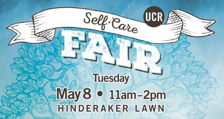 ucrchass's tweet photo. Treat yourself to free food, music and giveaways! Connect and de-stress at today's Self-Care Fair, 11am - 2pm on the Hinderaker Lawn. 

#UCRiverside #UCRWellness #TreatYourself https://t.co/3nQlrImKrt
