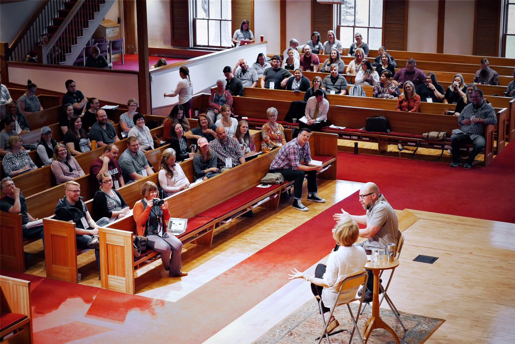 CrucibleCreate's tweet photo. Today at our #JesusDinosaur conference, @jonestony interviewed @kristatippett about faith, science, technology, and even love. https://t.co/nOqoOxfQMg