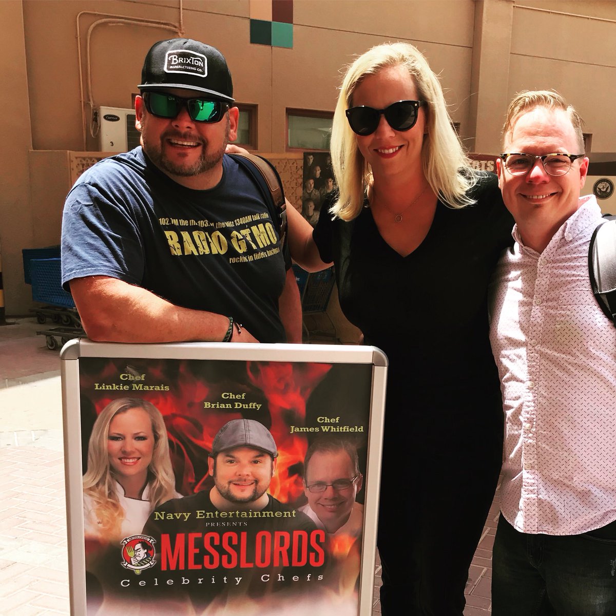LinkieMarais's tweet photo. Still can’t tell you where we are - but we had a great day prepping to feed some troops!! @navyentertainment #mwr #navyentertainment #loveourmilitary #military #navy #messlords #forkfulloffreedom #marines #airforce #army #usa #travelchef @chefbriduff @chef_jim_smith @messlords https://t.co/eHQKhUxjAe