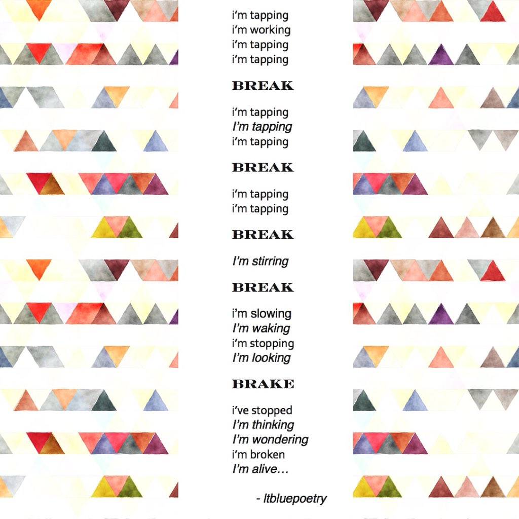 LanceTranter's tweet photo. “BRAKE” #ltbluepoetry #poetry #poets #poems #poetrycommunity #writingcommunity #writerscommunity #writing #creativewriting #creative #writersnetwork #theliteralscript #textpost #writersofinstagram #shortpoems #poemsofinstagram #newheartsbeatstrong #selfawareness #interpretiveart https://t.co/nfXvyxYwI6