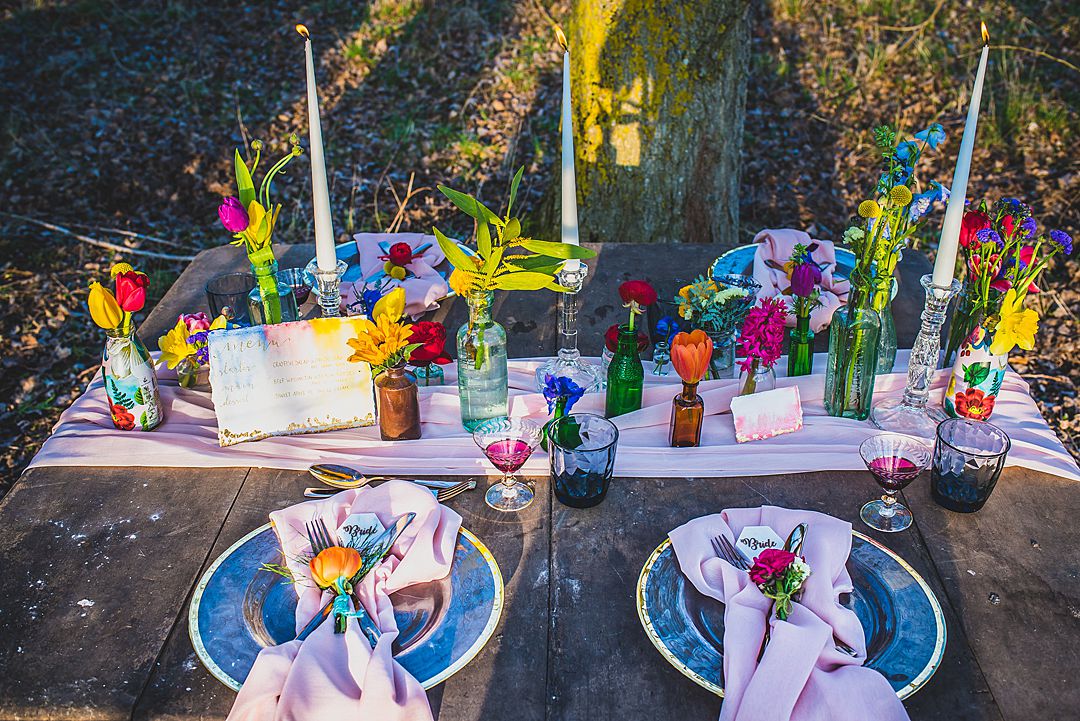 festivalbrides's tweet photo. We are loving the rainbow inspired decor from today's #festivalwedding same sex styled shoot. So much colour and so many great ideas. The gold leaf wedding stationery is just beautiful: https://t.co/uRWVCVU8Tq https://t.co/bmMpKjv3lh