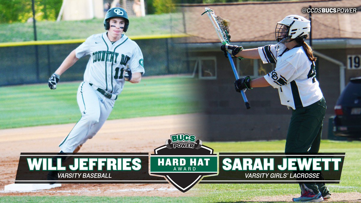 ccdsbucs's tweet photo. Country Day Athletics is proud to recognize Will Jeffries '19 and Sarah Jewett '19 as the spring season winners of the Hard Hat Award, presented by @CCDSBucsPower! These two exemplary student-athletes put in the work, and their teams have reaped the benefits. Congratulations! https://t.co/KBKjWXJZDZ