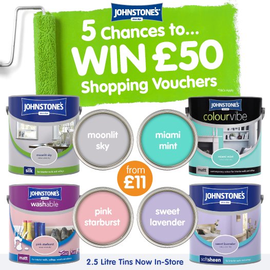 🏠 #COMPETITION TIME 🏠

We're giving away a MASSIVE FIVE chances to #WIN £50 worth of B&amp;M vouchers thanks to <a href="/JohnstonesUK/">Johnstone's Paints</a>!

To enter; simply FOLLOW us, RETWEET this post and COMMENT with #JohnstonesBM

Competition ends 9am 10.5.18