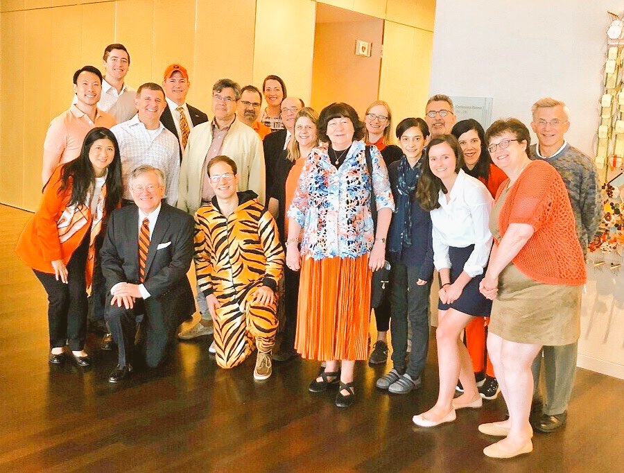 PrincetonClubCh's tweet photo. It’s that time of year! Members of our Board showing off their orange-and-black at our monthly meeting this morning. #tigersatwork #worknotwork 🧡🐯🖤 https://t.co/srapui9AkV
