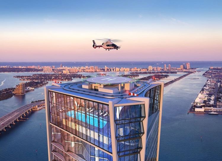 One Thousand Museum has been designed to offer Miami's first private helipad on a residential tower and can handle a helicopter as large as a Sikorsky S-92. 🚁 <a href="/1000museum/">1000 Museum</a> #OnlywithONE