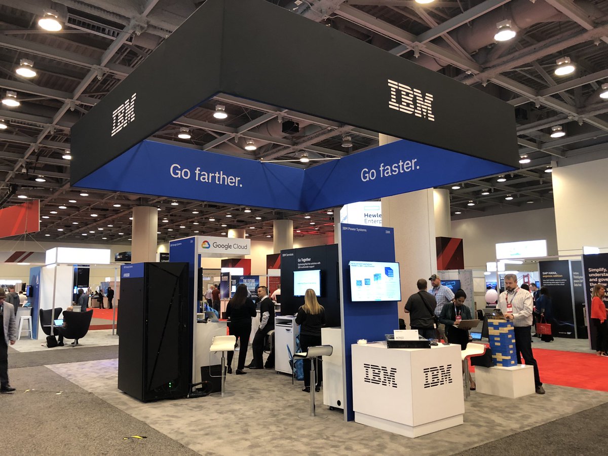 zoginstor's tweet photo. IBM booth looking awesome @ Red Hat Summit (#311) San Francisco. Join IBM Storage today - Thursday &amp; see how to drive your multi-cloud data driven containerized deployment w/ our all flash arrays &amp; Spectrum Connect. Great solutions for your Red Hat environment from IBM Storage https://t.co/XnjYiC8XIp