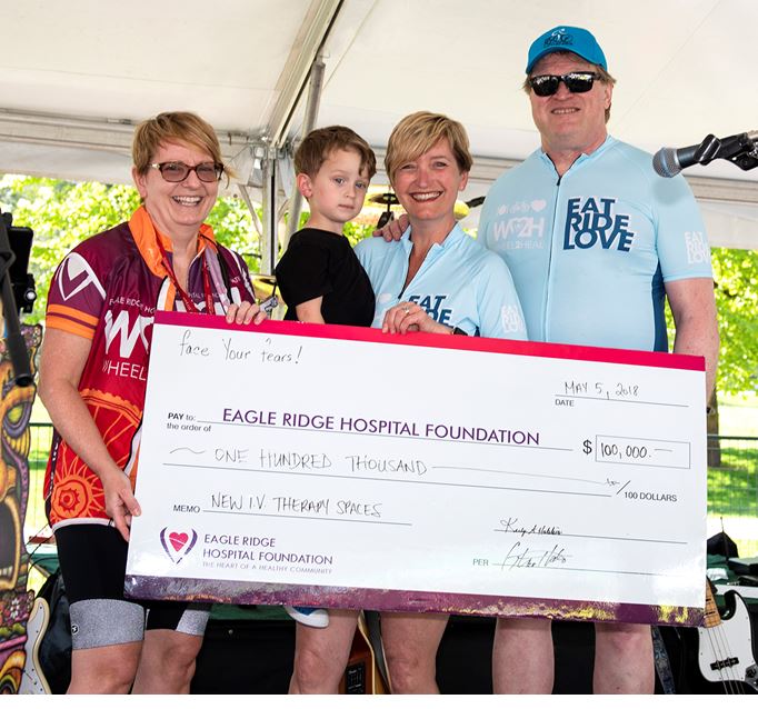 Huge shout out to Kelly &amp; Glen Hobbis who donated $100,000 to <a href="/ERHF1/">Eagle Ridge Hosp Fdn</a> to name I.V. Therapy treatment spaces in the hospital’s expansion. This space Glen knows too well – a place that once evoked fear will now inspire others to be strong &amp; face their fears. Thank you Hobbis family!