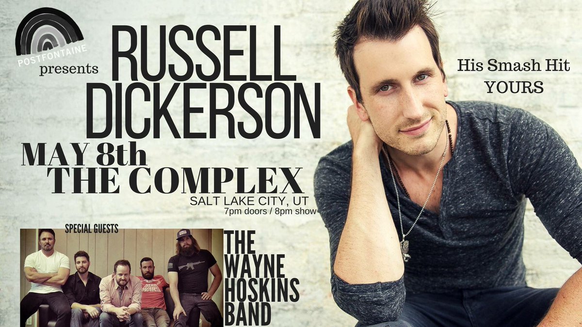 thewaynehoskins's tweet photo. Tonight! #RussellDickerson and #TheWayne @PostfontaineSLC at The Complex https://t.co/PVFrYXQOVb