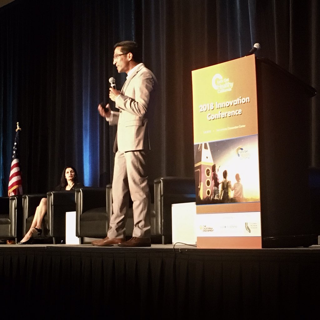 CAgetsHEALTHY's tweet photo. “Everyone wants to innovate, but no one wants to change... so how do we make innovation sticky?” @RasuShrestha challenges the #LetsGetHealthyCalifornia innovation enthusiasts https://t.co/kOL0cbzDuO