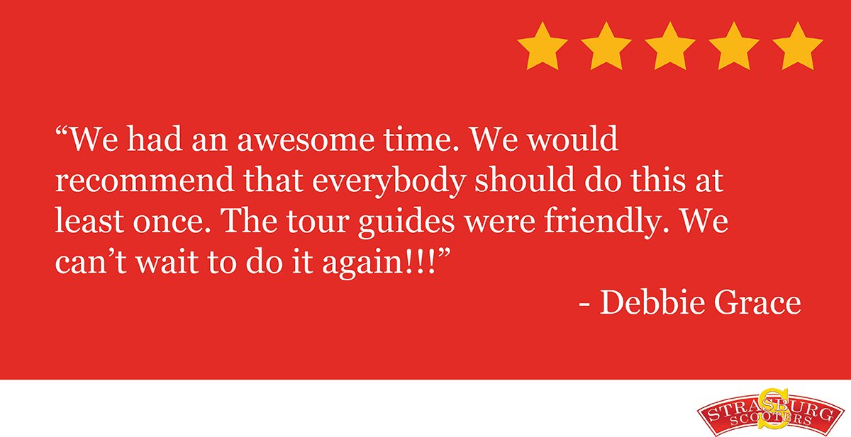 StrasburgScoots's tweet photo. Have you given our scooter tours a try? Come and enjoy an awesome experience with some fun-loving people. Book your tour today:  https://t.co/ub6FKiQeYR https://t.co/C2BdysHfub