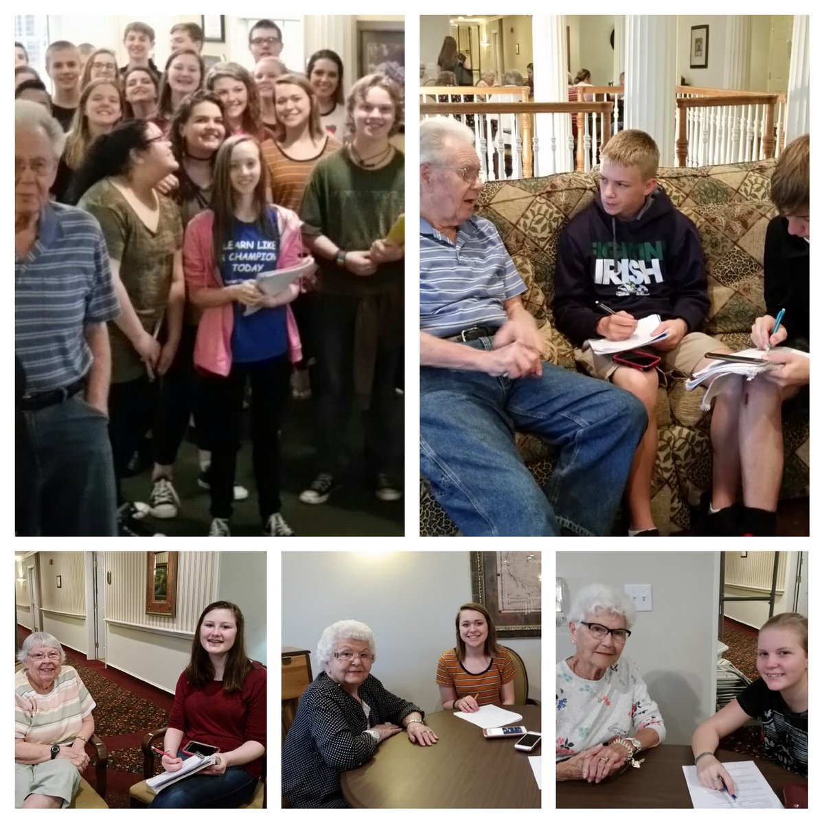 SL_ForestRidge's tweet photo. New Castle's 8th Grade Interviewers! NC Middle School's 8th Grade English Class interviewed our residents about their life achievements. https://t.co/bG7C0jg1I7