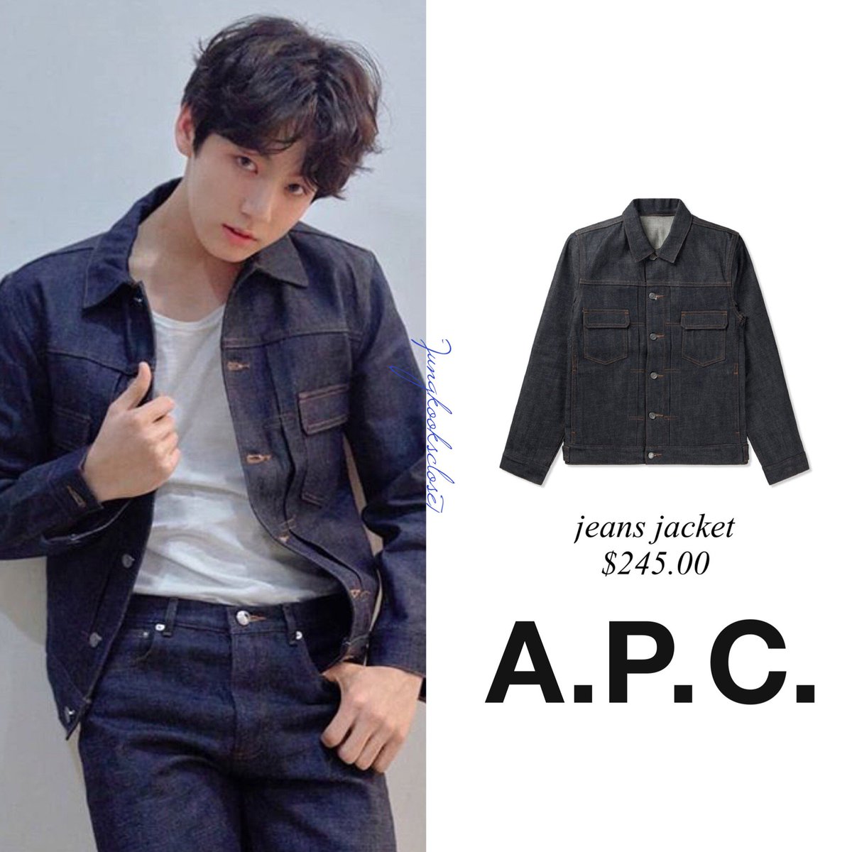 BtssCloset's tweet photo. #jungkook #LOVE_YOURSELF_TEAR #LOVE_YOURSELF_轉_Tear #a_p_c_
Jacket and jeans
#bts #btstyle #btscloset https://t.co/zPzwQMX7sZ