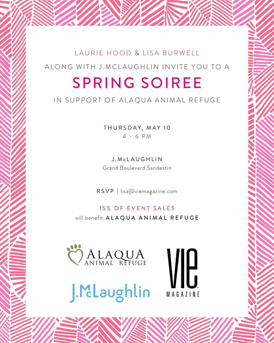 AlaquaRefuge's tweet image. THX to @JMcLaughlinNY @GrandBoulevard and @VIEmagazine for supporting us at your #SpringSoiree Thu May 11. We hope you'll enjoy shopping, and appreciate all you do for our animals.