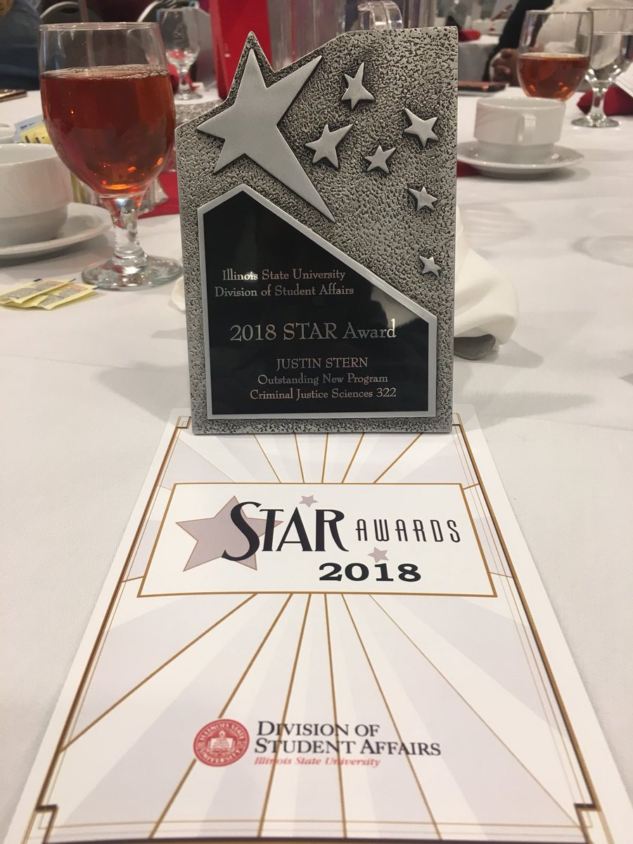 JustinmStern's tweet photo. I’m extremely honored to have received the STAR Award this year for Outstanding New Program, Project, or Use of Technology for my CJS 322 Class. #StudentAffairs #CriminalJustice #RestorativeJustice #DownWithTheDoS https://t.co/AIflK9ciAW