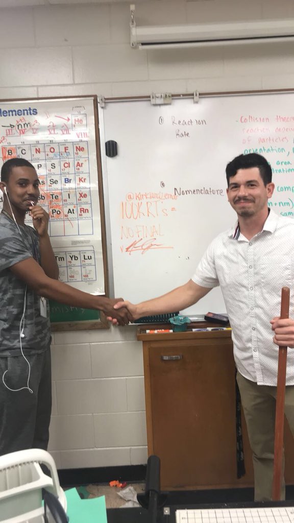 KirklandLemar's tweet photo. Alright twitter do your thing.  Help us out. 100k by 5-21- 18 for no final exams or test in chem! https://t.co/DHzpdDaOhe
