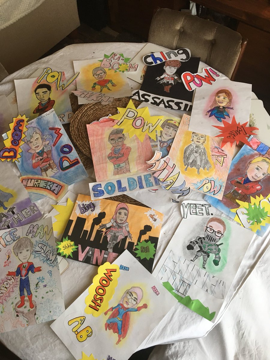 clurabella's tweet photo. Wonderful #art by #Y8s @KESSheffield really positive ideas and powerful #superheroes as a start to their #drawing #challenge well done 👍🏻 https://t.co/auqYFeCO4h