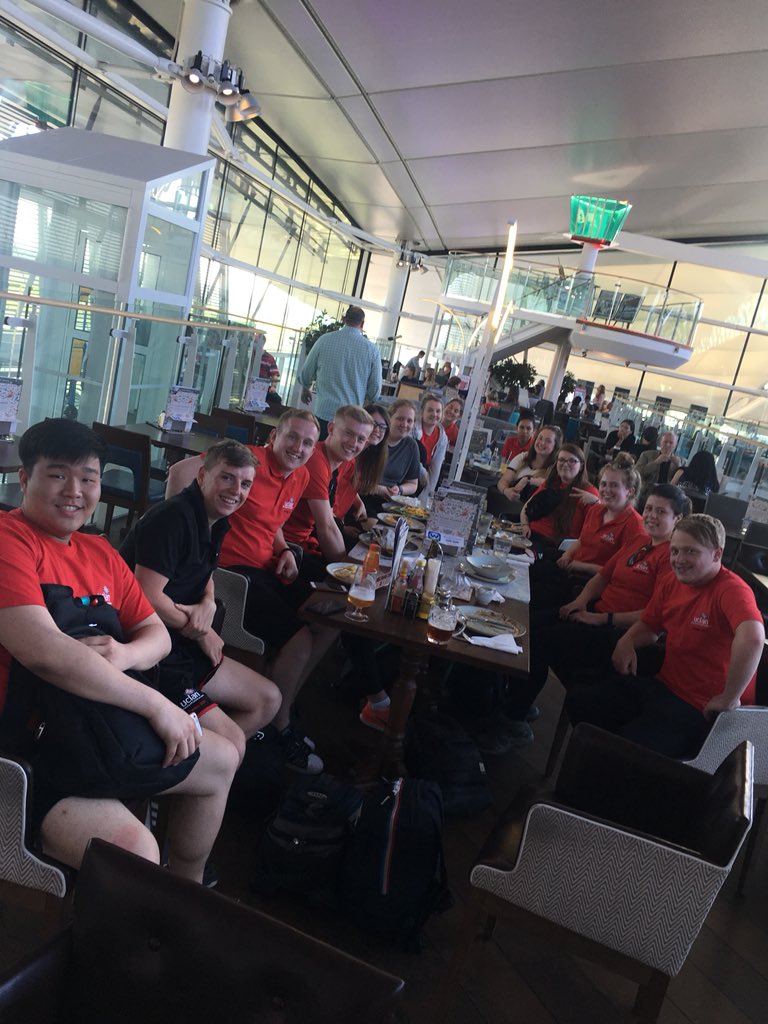 Everyone is full from their Pre-Flight meal #UclanZambia #SmilesAllRound