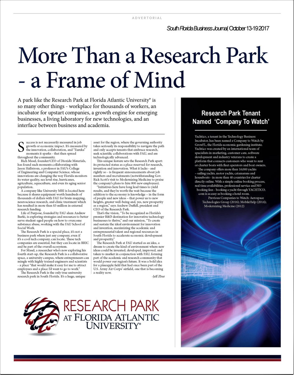 ResearchParkFAU's tweet photo. The Research Park at FAU … a frame of mind #EDW2018 @SFBJnews @jeffzbar @IEDCtweets #EconDevWeek2018  #ResearchParkFAU https://t.co/XfBSc41Iak