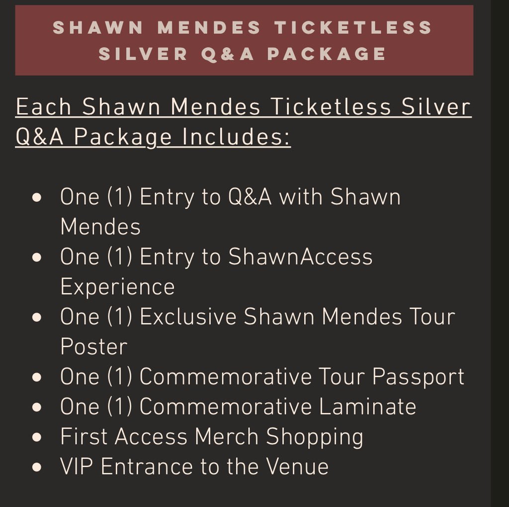 Shawn Mendes Updates On Twitter Reminder Vip Does Not Include A Ticket To The Concert Shawnmendesthetour