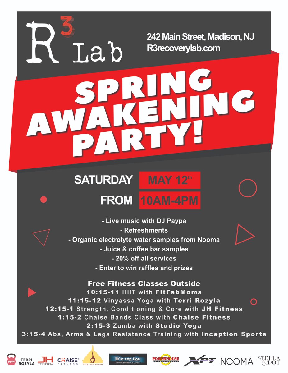XCEL_PT's tweet photo. Join us 5/19 @ R3 Lab's Spring Awakening Party! #r3lab #r3 #cryotherapy #infraredsauna #compressionsleeves #athleticrecovery #therapy #physicaltherapy #cleanse #detox #springawakening #springparty #xpt #fitness #personaltraining #personaltrainer #gym #nutrition #mindset https://t.co/nl5QWKfKww