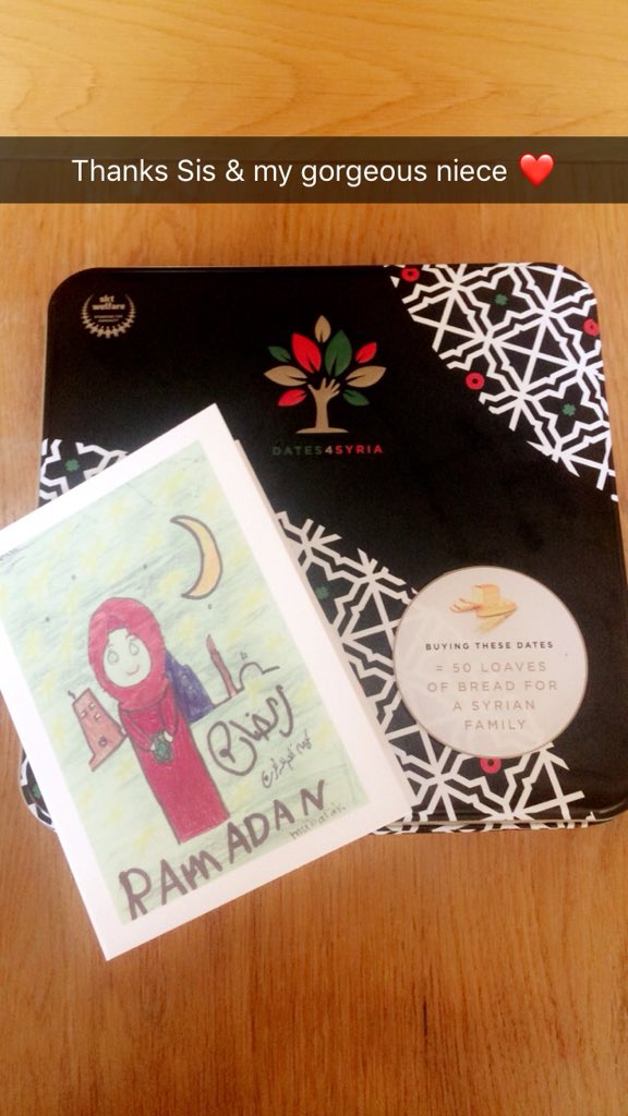 sajna581's tweet photo. Itโs become a traditional..Thanks @MissShalenaB4 ๐
If you havenโt purchased your DATES 4 #Ramadan Pls consider donating..
#Dates4Syria SKT Welfare has a 100% donation policy..this means every penny you donate is served to those in need. NO cost on admin or overhead. https://t.co/5G2BWuis2f