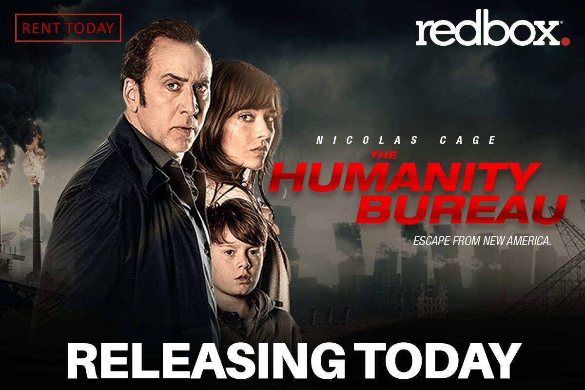 HumanityBureau's tweet photo. #TheHumanityBureau is now available at #Redbox.... Get your copy today! #NicolasCage #SarahLind #JakobDavies #MindsEyeEntertainment #HughDillon https://t.co/KMrdhZT9jC