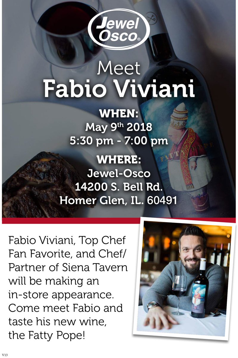 fabioviviani's tweet photo. TOMORROW ! See you guys there. @jewelosco @FattyPope https://t.co/b63YEXlS3t