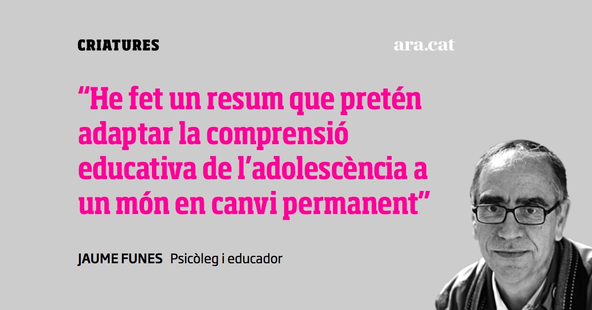 Criatures_cat's tweet photo. . @JaumeFunes publica el seu últim llibre sobre l'adolescència. I ho fa amb un títol brillant! 'Estima'm quan menys ho mereixi... perquè és quan més ho necessito' (@columnaedicions) https://t.co/3Ty0FEKpqN https://t.co/vmvhC54QSw