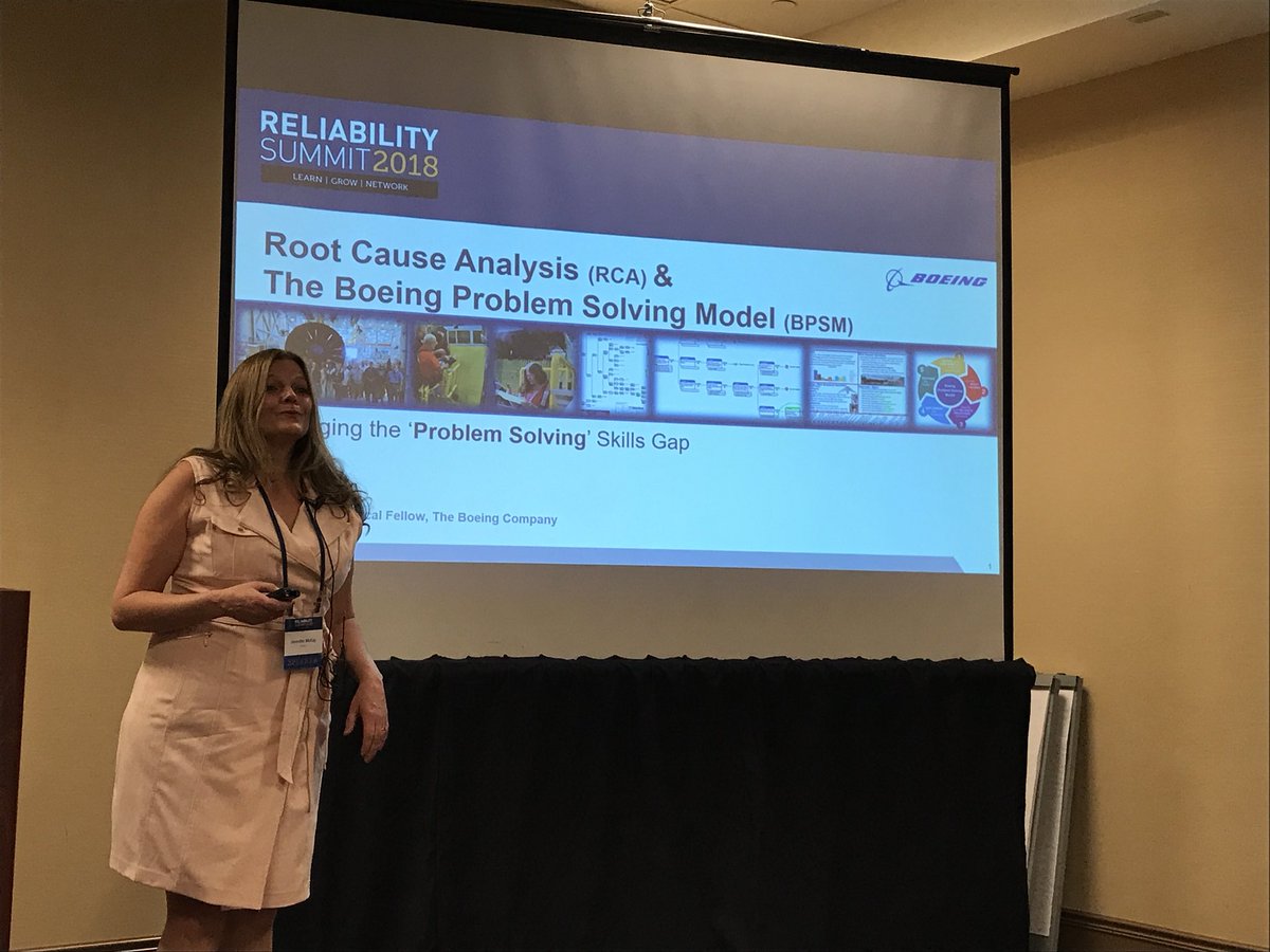 SantySotuyo13's tweet photo. Jennifer MacKay from BOEING, presenting “RCA and the Boeing Problem Solving Model” at #ReliabilitySummit2018 @armsreliability #MakingReliabilityAReality https://t.co/O33Dug2VTb